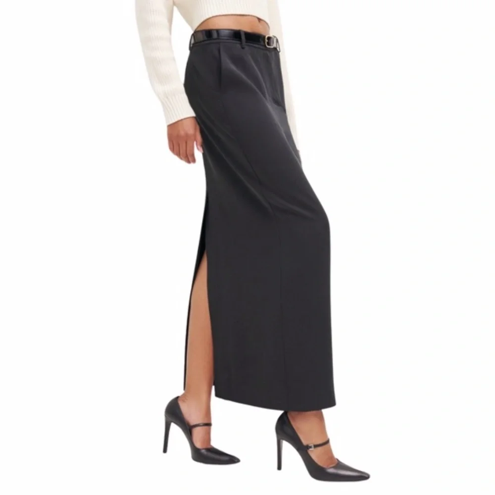 NEW Reformation Cairo Mid Rise Maxi Skirt Black 12